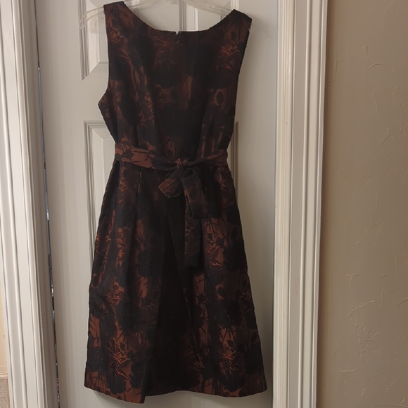 Copper Dress with Black Embellished, Knee-Length A-Line Skirt - Picture 1 of 4